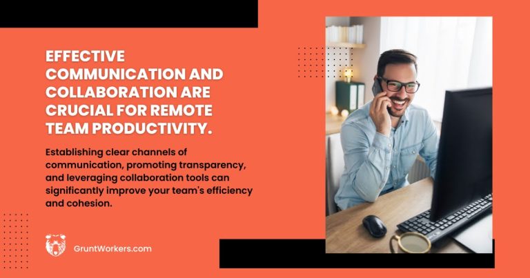 Effective communication and collaboration are crucial for remote team productivity quote inside image